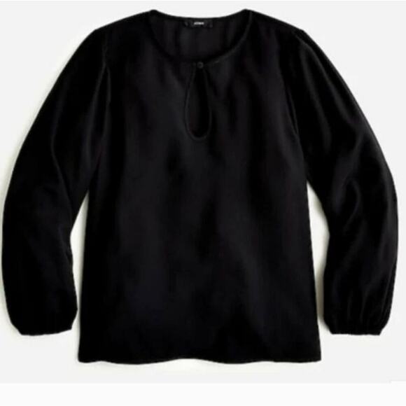 NWT J. Crew Puff Sleeve Satin-Back Crepe Top Size Large Petite - Picture 1 of 6